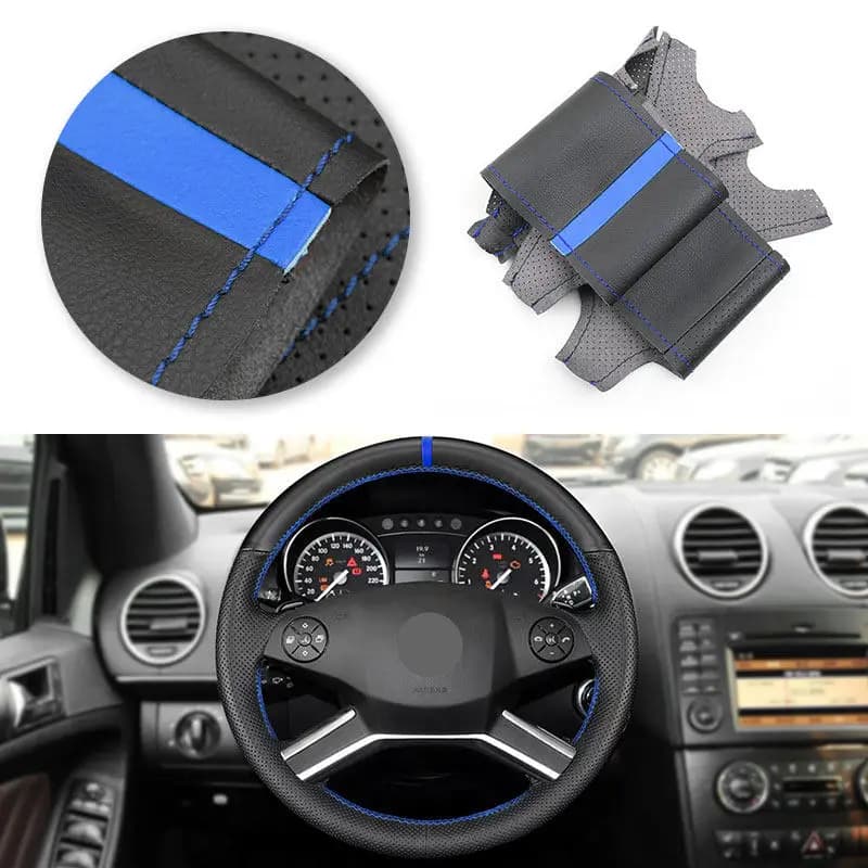 Coprivolante per auto cucito a mano per Mercedes Benz GL MB Classe X164 W164 2009-2013 Rivestimento in pelle microfibra perforata