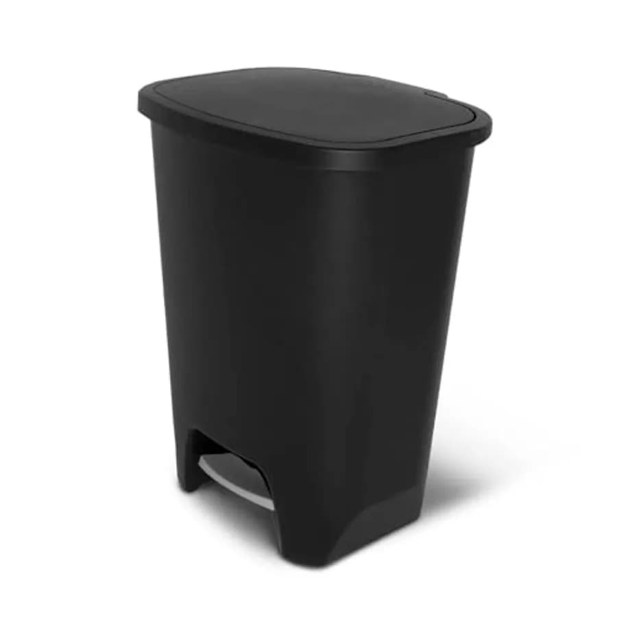 Trash Can with Clorox Odor Protection Plastic Kitchen Waste Bin Hands Free with Step On Feet Pedal and Garbage Bag Rings