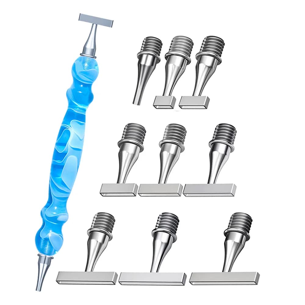 Penna per Pittura Diamante 5D Fai da Te, Strumento per Ricamo a Punti con Filo Colorato, Accessori con Punte a Vite in Metallo