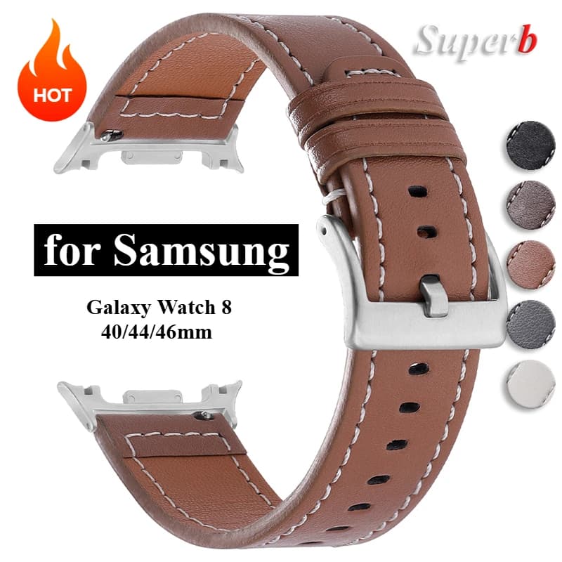 Cinturino in pelle No Gaps per Samsung Galaxy Watch 8 Cinturino di ricambio classico per Galaxy Watch 8 44mm 40mm 46mm Accessori braccialetto