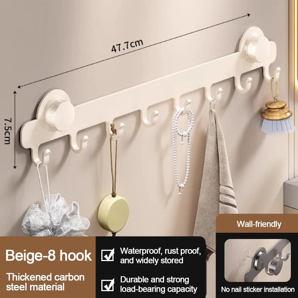 Metal Bathroom Towel Holder Suction Cup Simply Storage Clothes Hanger Hook Convenient Single Row Wall Mounted Hook