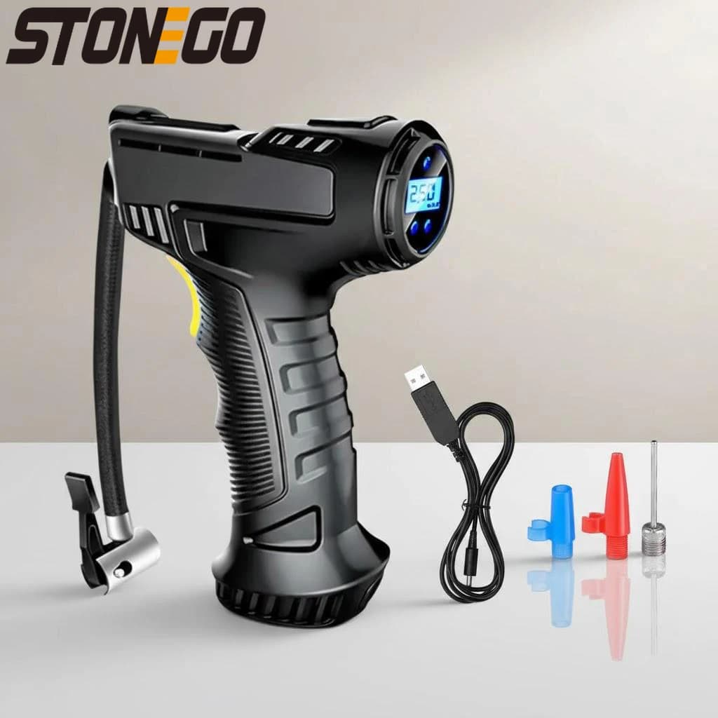 Compressore d'Aria Portatile Wireless per Auto con Ricarica USB, Display LED, Monitoraggio della Pressione e Pompa Automatica