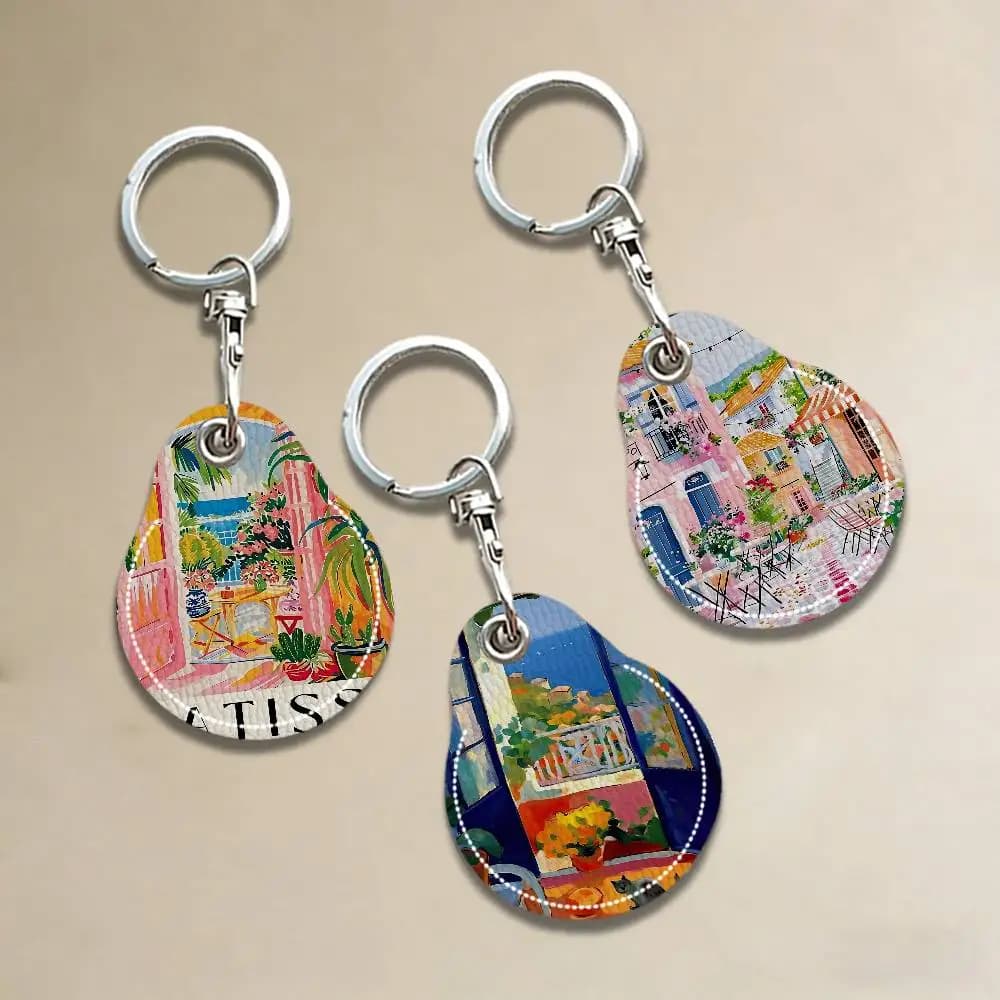 Portachiavi H-Henri M-Matisse Art Mini a forma di goccia d'acqua, porta carte Elevate Card, porta carte NFC, portachiavi tutto in uno