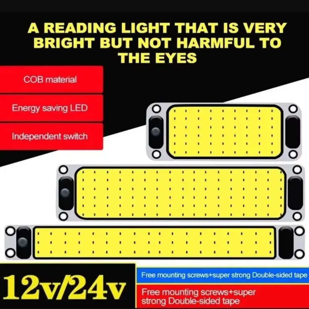 54/87/108 LED Night Strip Light with On Off Switch Highlight Car Reading Light Ceiling Lamp