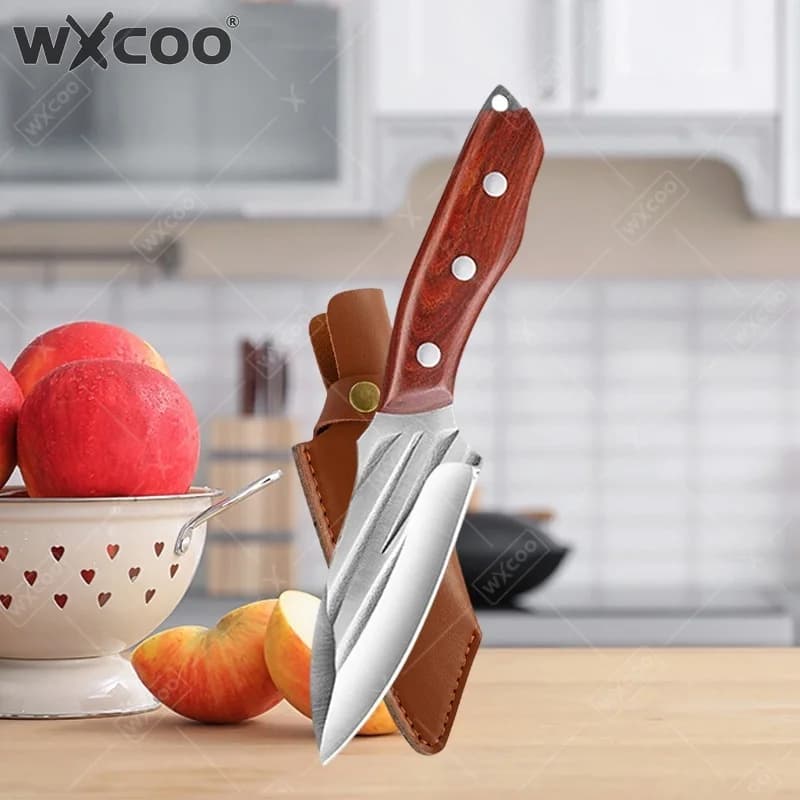 Coltelli da Cucina WXCOO in Acciaio Inossidabile, Coltello da Macellaio Forgiato, Coltello da Disosso, Coltello Multiuso, Coltello per Carne, Frutta e Verdura