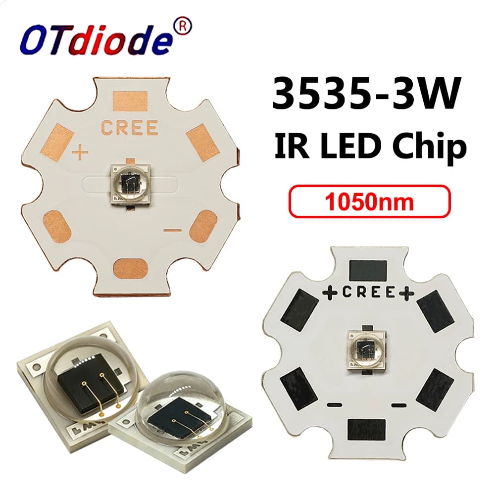2-10 pz. LED Infrarossi ad Alta Potenza 3W 1050nm, Chip in Ceramica con Lunghezza d'Onda Profonda 1000nm per Illuminazione Visione Notturna Telecamere di Sicurezza