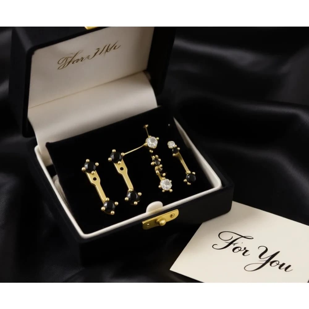 Set di 4 Paia di Orecchini a Perno, a Cerchio, Pendenti e a Clip, Ipoallergenici, Impilabili, Gioielli per Cartilagine per Piercing Multipli