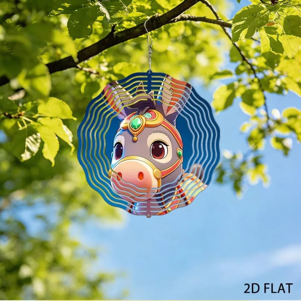 Cartoon Donkey Wind Chime Iron Outdoor Garden Decor Metal Hanging Ornament