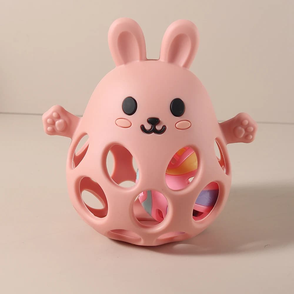 1 pz bambino paffuto coniglietto massaggiagengive sonaglio cartone animato gufo forma massaggiagengive giocattolo in silicone cura dentale gengive anti-mangiare accessori per bambini giocattolo