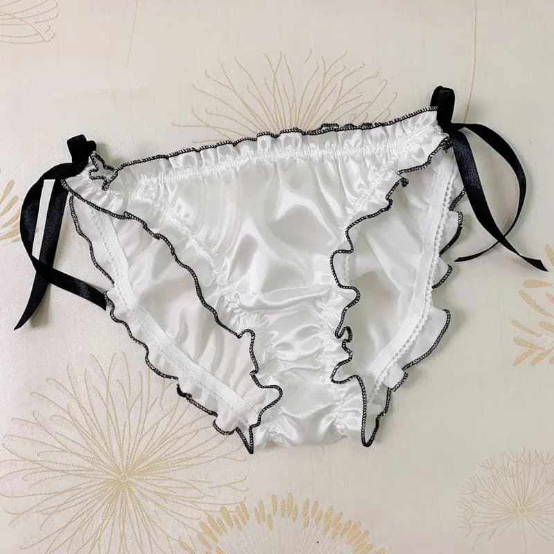 Japanese Style Kawaii Sexy Lingerie Maiden Panties Women's Silk Satin Lace-up Panties Briefs Ladies Knickers Brief Underwear