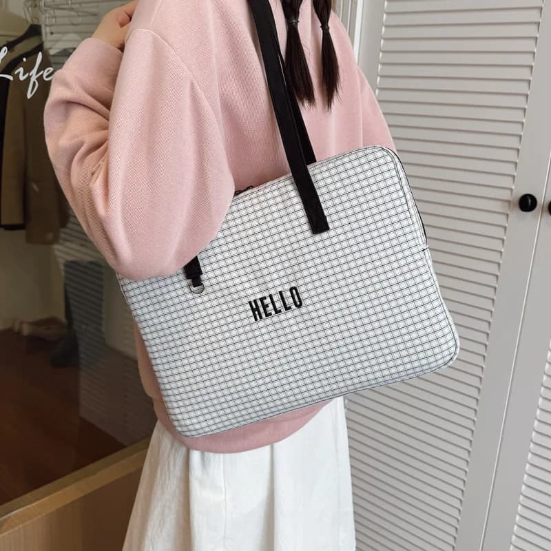 Borsa per laptop da 13-14,5 pollici Design scozzese, borsa a tracolla portatile con custodia per tablet da 9,7-11 pollici, trasporto da donna alla moda