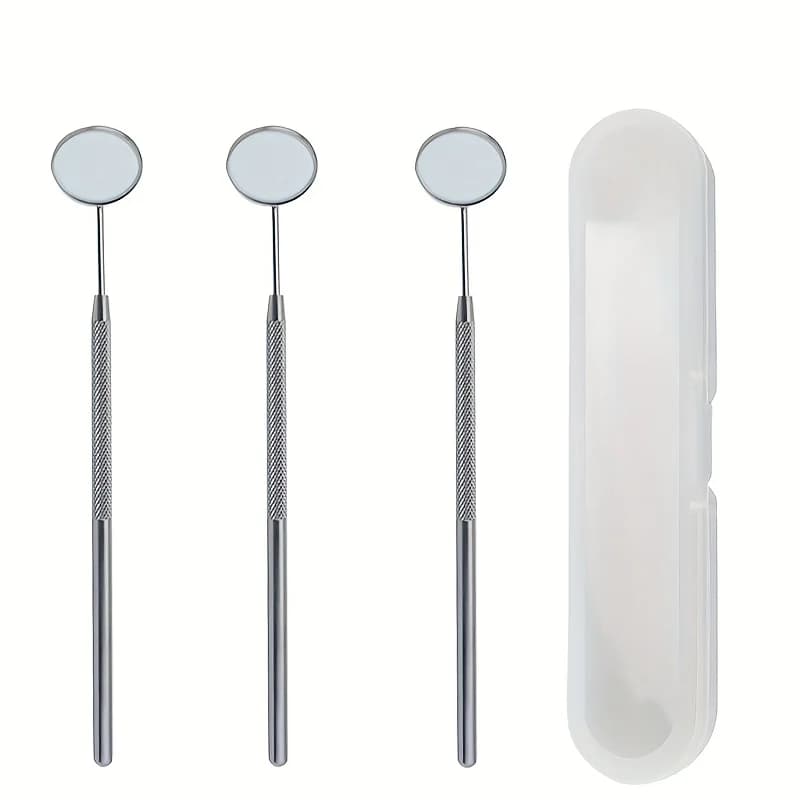 Strumenti di ispezione dentale Specchio 2/3 pezzi Set portatile con scatola di immagazzinaggio Specchio riutilizzabile per ciglia innestate da donna in acciaio inossidabile