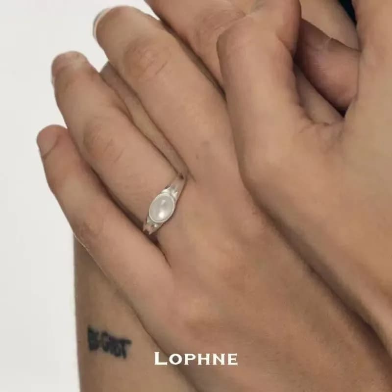 Anello in Agata Moonlight, Design di Lusso Leggero per Donna, Stile Ins di Nicchia, Anello Aperto di Alta Gamma, Nuovo Modello Freddo