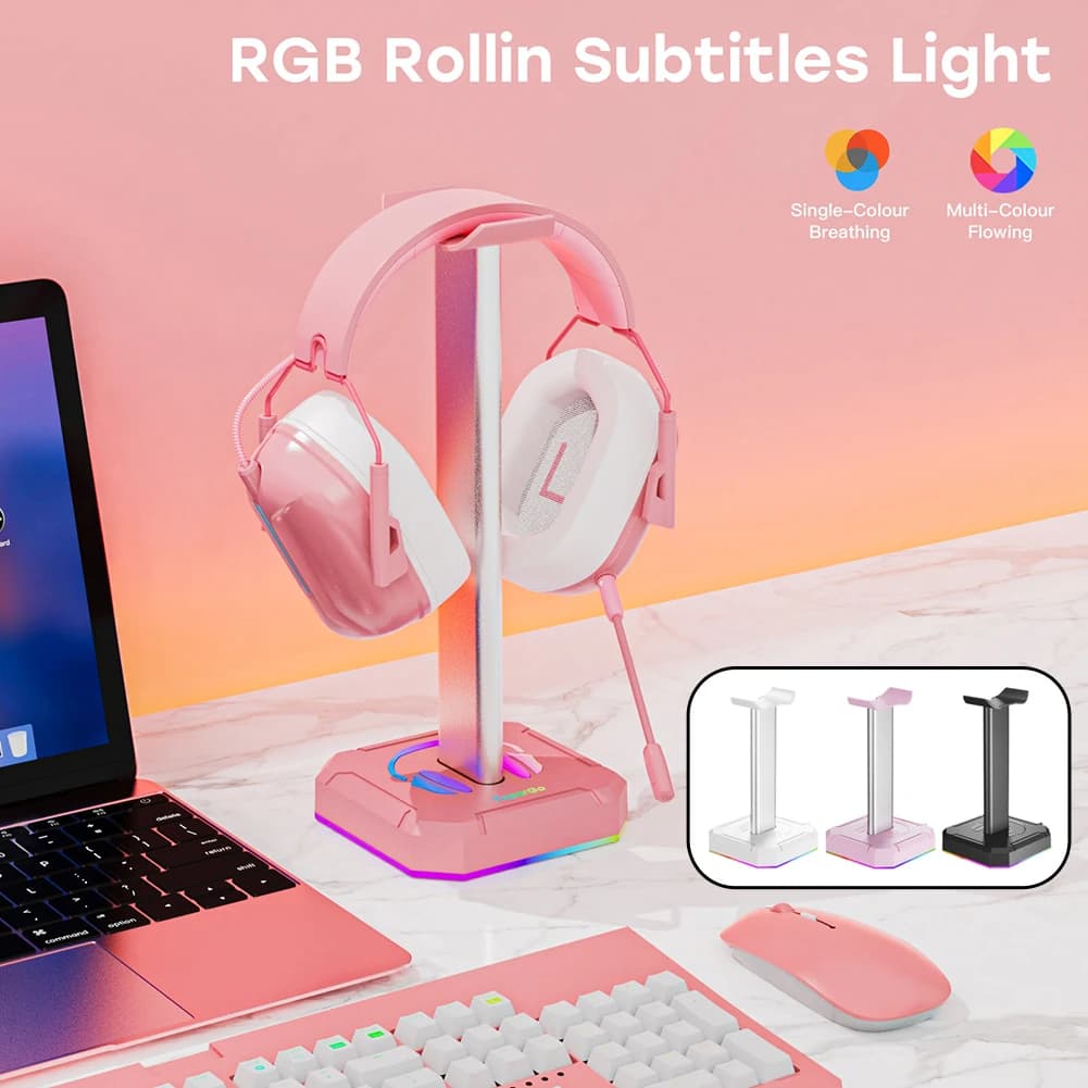 Supporto per cuffie retroilluminazione RGB supporto per cuffie montato sulla testa Rack organizzatore da tavolo supporto per staffa verticale espositore per gancio