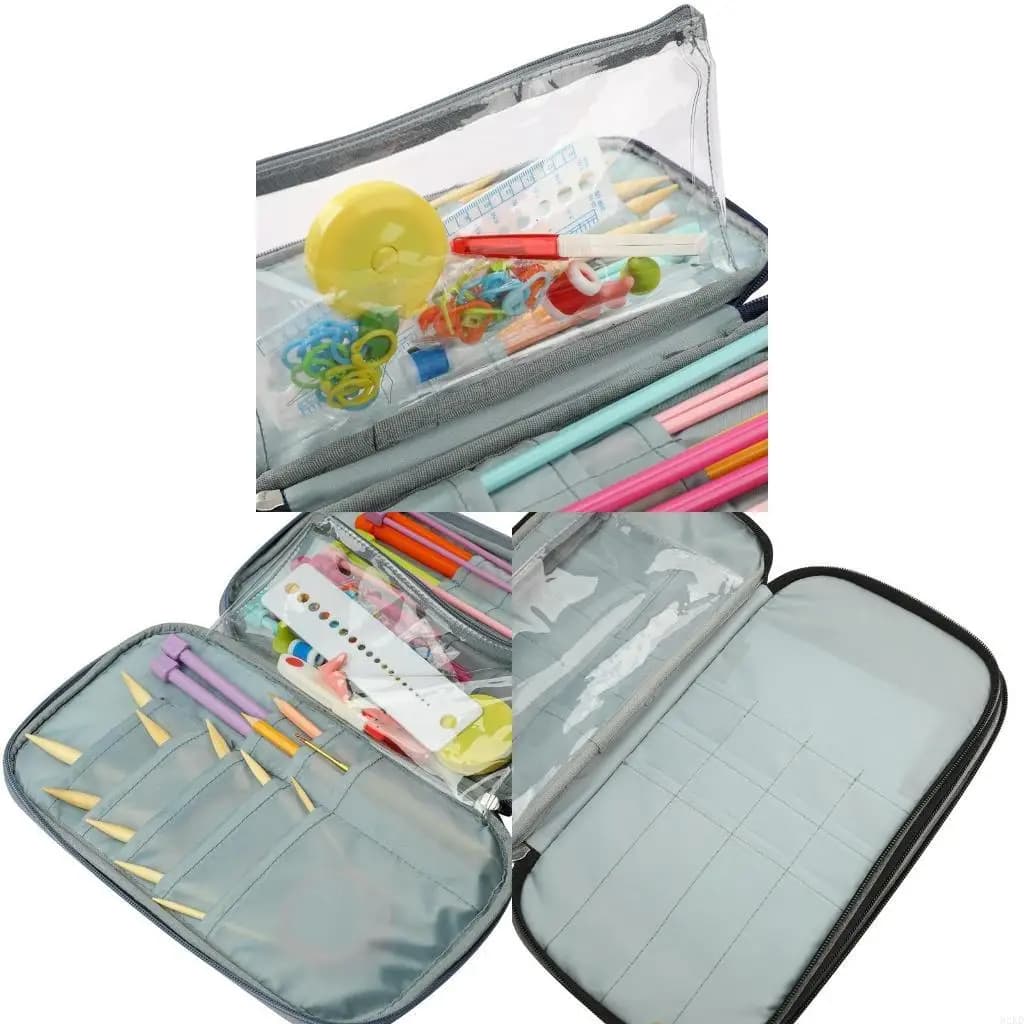 62KD Portable Knitting Needles Bag Large Capacity for Crochet Needles Knitting Needle