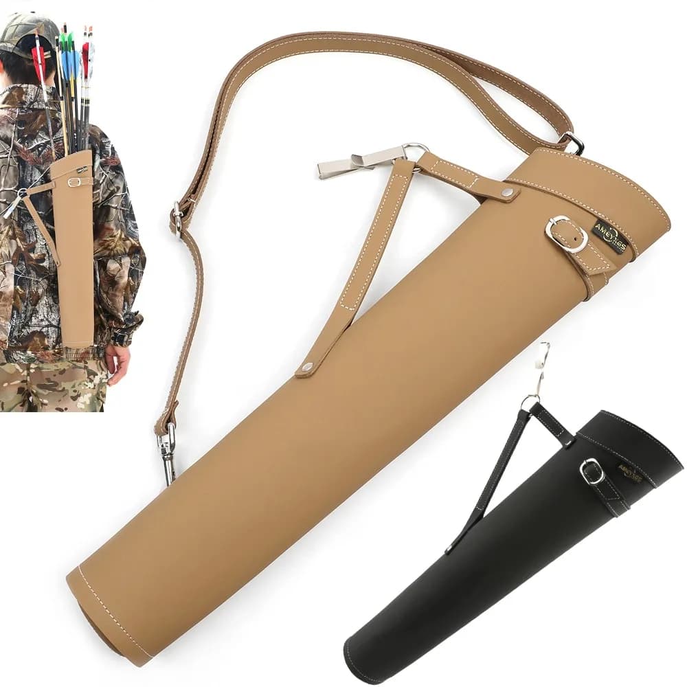 Archery Shoulder Waist Arrow Quiver Adjustable Belt Leather Arrow Holder for Bow Hunting Target Outdoor Shooting Hip Arrow Bag