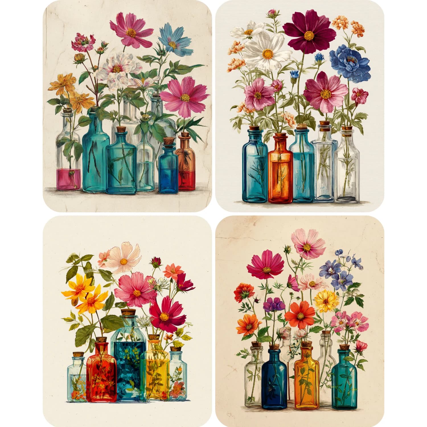Hand Paint Colorful flowers in a vase Painting By Numbers Kit DIY Acrylic Artwork Canvas Art Gift Home
