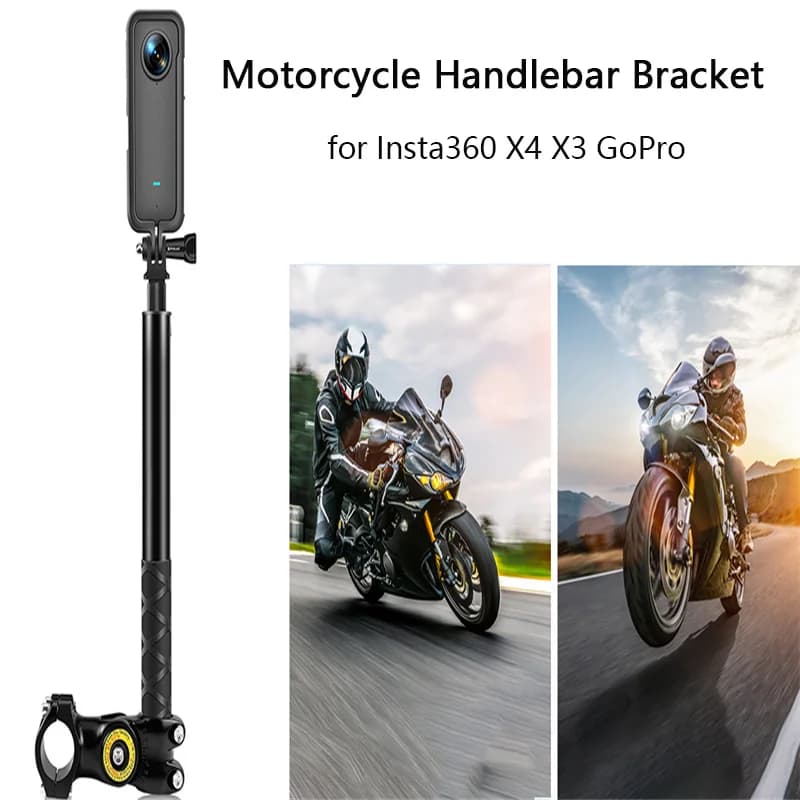 Supporto per Moto per Insta360 X5 X4 X3, Supporto per Manubrio, Asta Selfie per GoPro 13 12 11, Accessori per Fotocamera