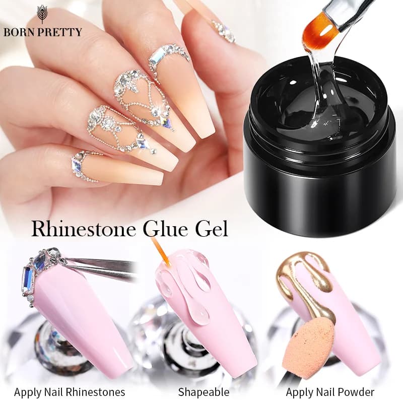 BORN PRETTY 5ML Colla per strass senza pulizia per gel adesivo per nail art fai da te utilizzato per unghie in polvere Strass per unghie modellabili