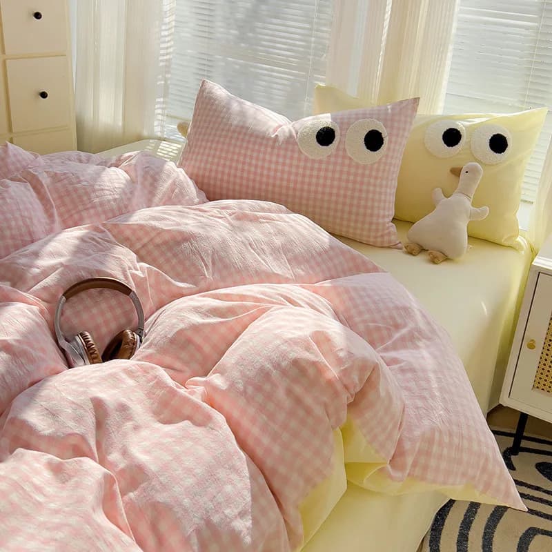Set copripiumino scozzese giapponese 3/4 pezzi Set biancheria da letto per tutte le stagioni con copripiumino lenzuolo e federa Set copripiumino Queen