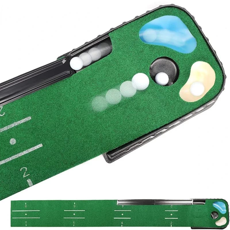 Tappetino da Golf per Putting Indoor, Set di Pratica con Tappeto Verde e Ritorno Palla PM005