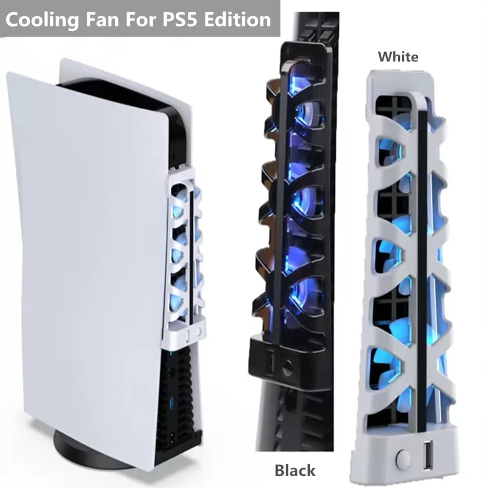DOBE Cooling Fan for PS5 Disc Edition/Digital Edition with Blue Lighting and USB 3.0 Port TP5-1523