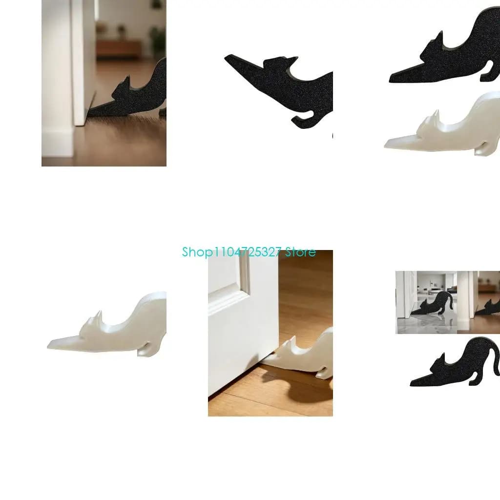 D8KF Elegante fermaporta a tema gatti, struttura in plastica ideale per decorazioni moderne