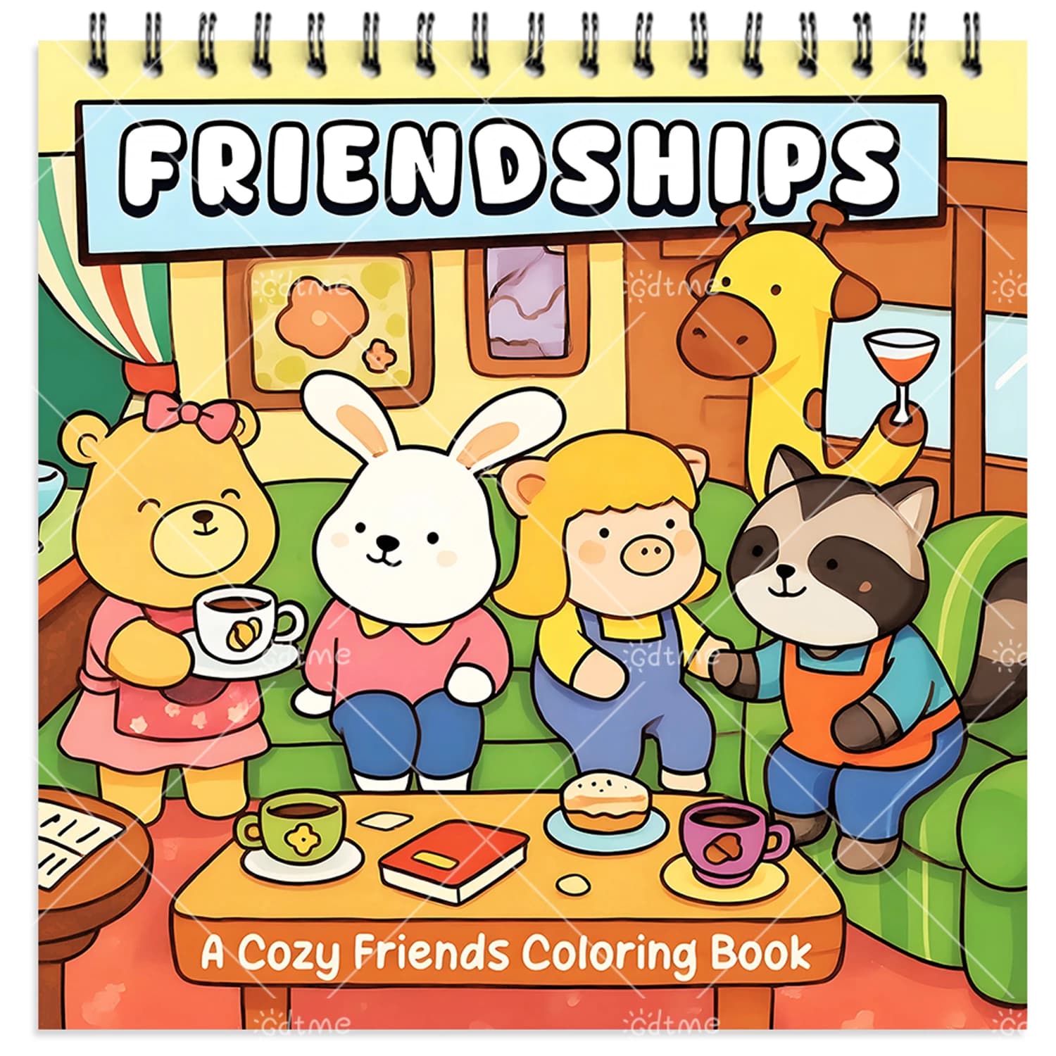 FRIENDSHIPS A Cozy Friends Libro da colorare per adulti Rilegatura a spirale Allevia lo stress Pittura fai da te Libro da disegno Giocattoli educativi per bambini