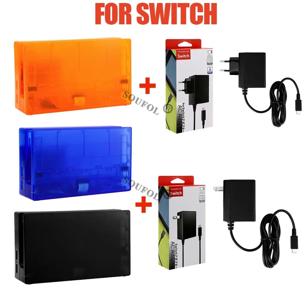 Dock di ricarica 2 in 1 per Switch, compatibile HDMI, stazione di ricarica e supporto per TV, con adattatore CA