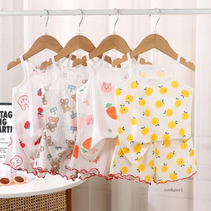 Nuovo Set Estivo 2024 per Bambini: Top e Pantaloncini in Cotone Leggero, Completo Senza Maniche per Ragazze