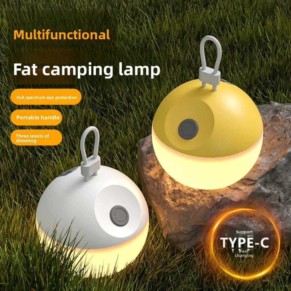 Portable Silicone Camping Tent Light, USB Rechargeable Dual Modes Cool White Warm Ambient Glow, Long Lasting Soft Outdoor Lamp