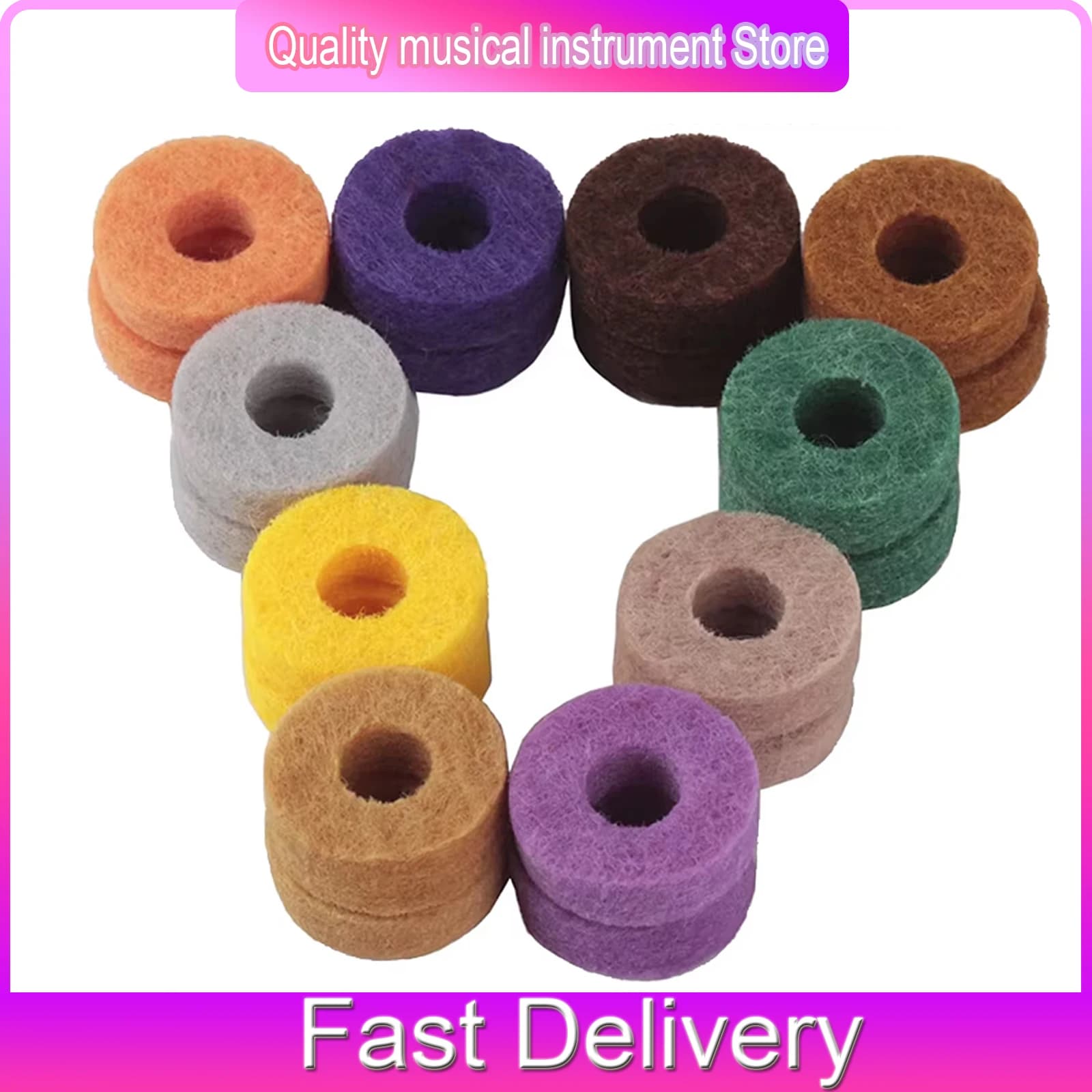 Pad per Piatti Batteria, 20 Pezzi, Protezione in Feltro per Piatti Fissi, Colorati, Durevoli, Accessori Specializzati per Strumenti a Percussione