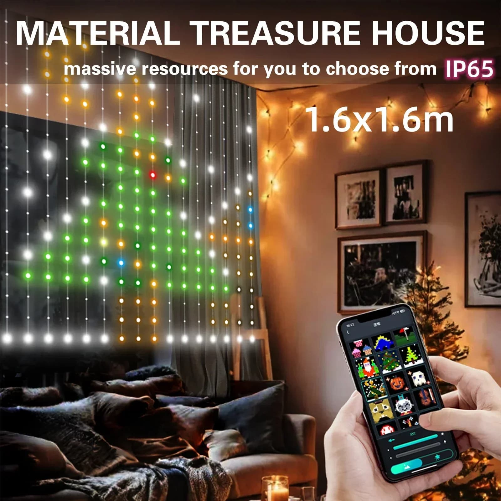 Smart LED Finestra Tenda Luce 5V USB WS2812 RGBIC Sogno Colore Fata Luce FAI DA TE APP di Controllo Vacanza Festa Di Natale Decorazione Esterna