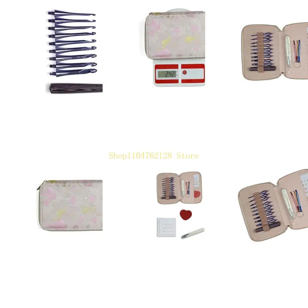 Set uncinetti staccabili in allumina con manico corto in legno, borsa portatile dimensioni multiple per viaggiare