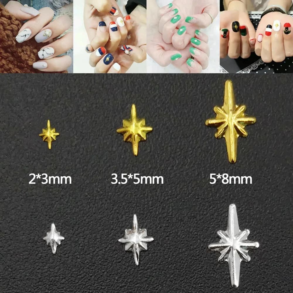 1000 pz/pacco Argento Oro Giappone 3D Metallo Unghie artistiche Decorazioni Strass Mini Stud Punte Del Chiodo Adesivi Accessorio Fetta Fiocchi