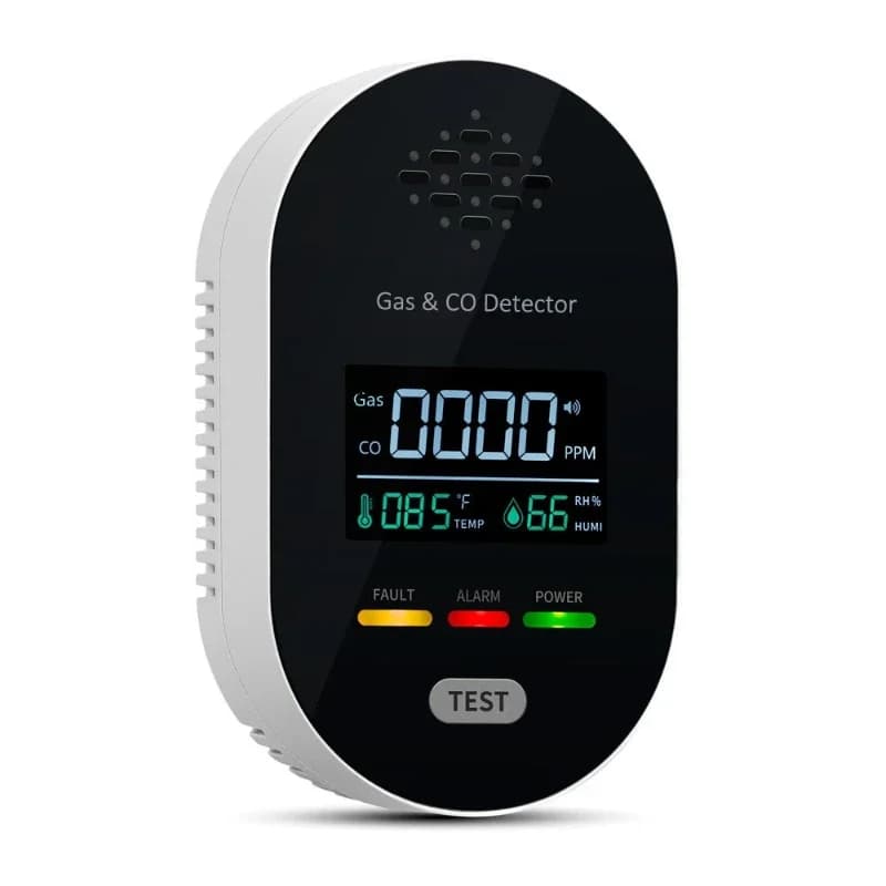 4-In-1 Plug-in Gas Leak Detector with Temperature and Humidity Gas Carbon Monoxide Alarm
