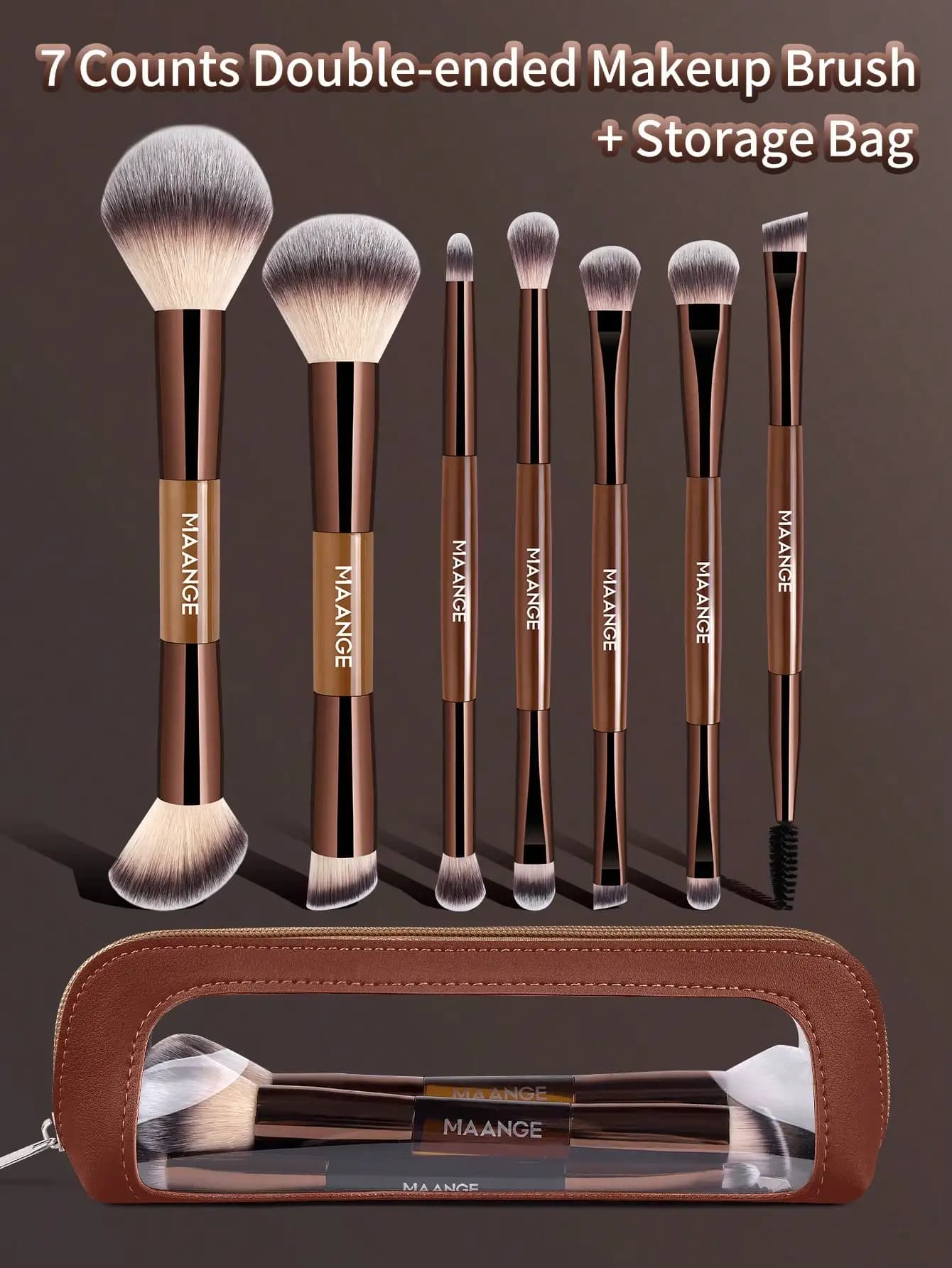 Set di pennelli per trucco multifunzionali a doppia punta da 7/9/13 pezzi, include pennello per il viso, pennello per la polvere, pennello per il fard, pennello per il correttore, pennello per il contorno, pennello per il naso, pennello per l'ombretto, pennello per i dettagli, pennello per il fondotinta, pennello per l'illuminante. Realizzato in materiale sintetico di alta qualità