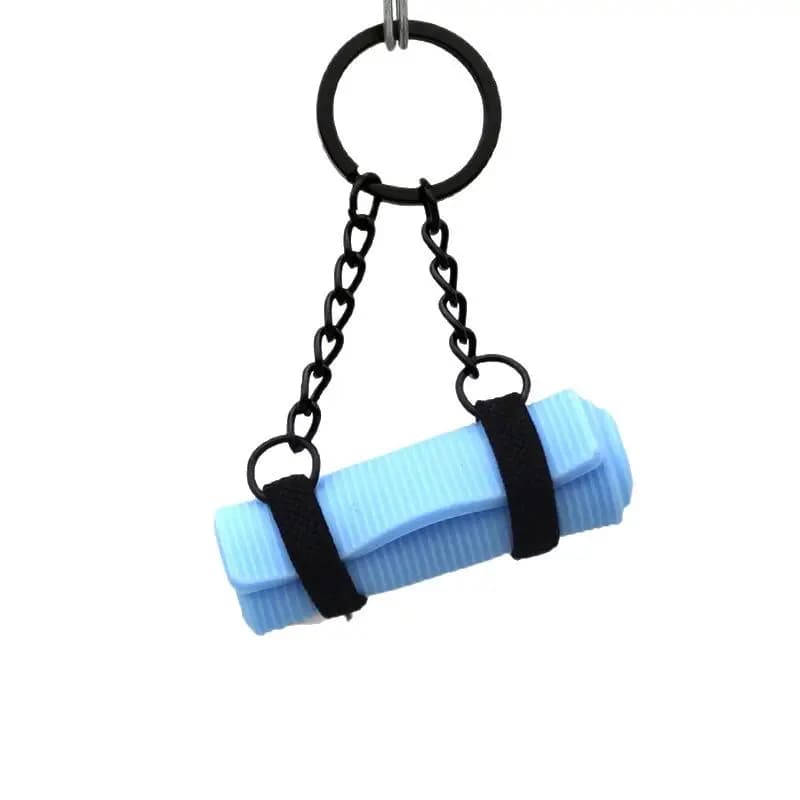 Yoga Mat Mini Keychain with Foam Roller Silicone Foam Keychain Sports Style Creative Gingillo as Yoga Keychain