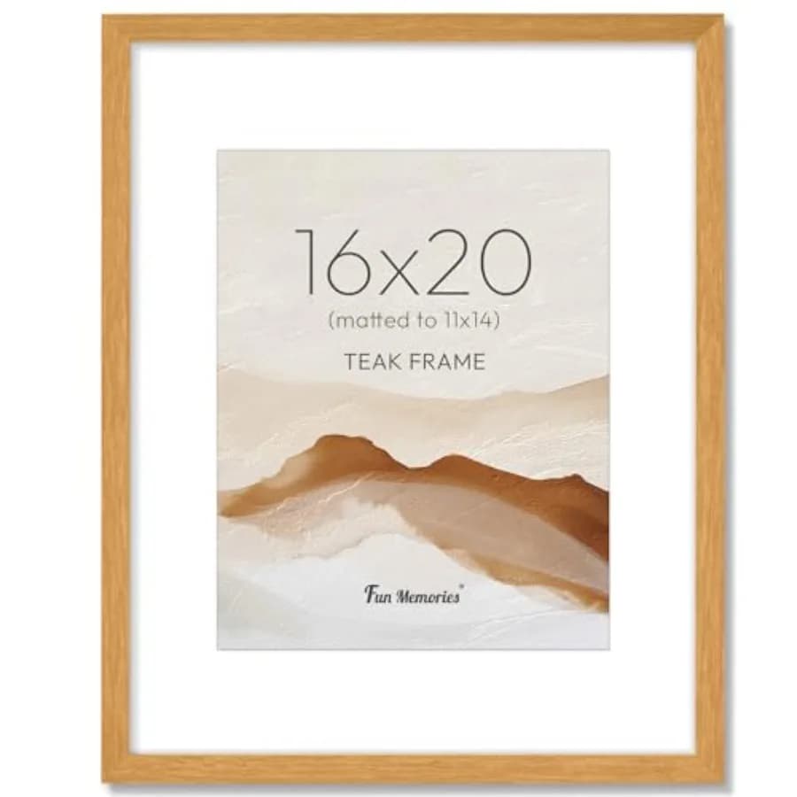 Cornice per foto, cornici con vetro temperato HD, cornici in legno 16 x 20 per poster da parete, cornice in legno con passepartout, orizzontale o verticale