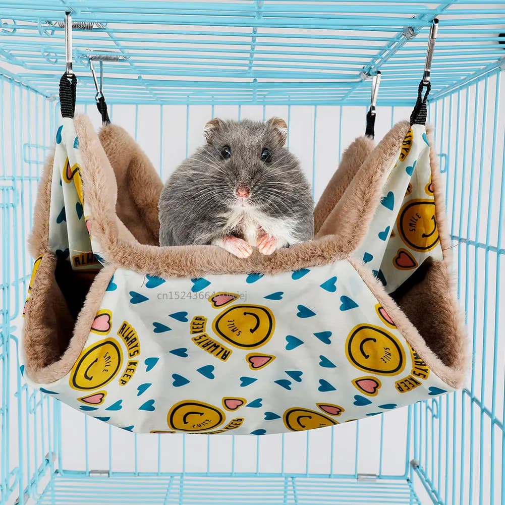 Hammock for Rats Double Thick Plush Warm Bed for Hamster House Nest Sleeping Bag Hanging Tree Beds Pet Rat Squirrel Hamster Nest