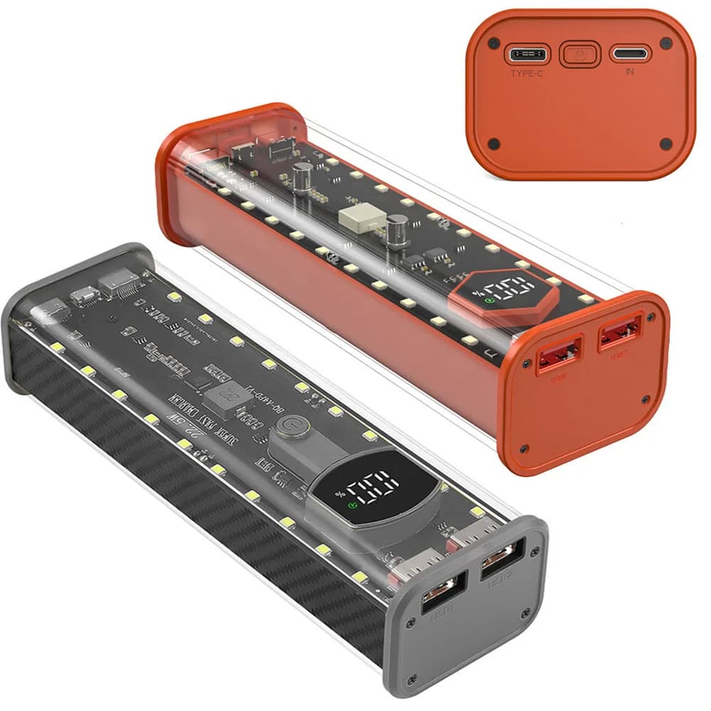 22.5 W 4 Cell 21700 Battery Power Bank Housing, PD20 W Fast Charging, Double Output/Input, LED Digital Screen Storage Box