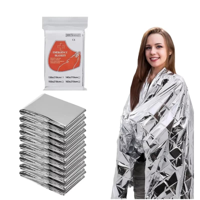 Multi-Functional Portable Lightweight Aluminum Foil Survival Blanket Waterproof Heat Retain Foil Sheet for Camping Hiking Outdoo