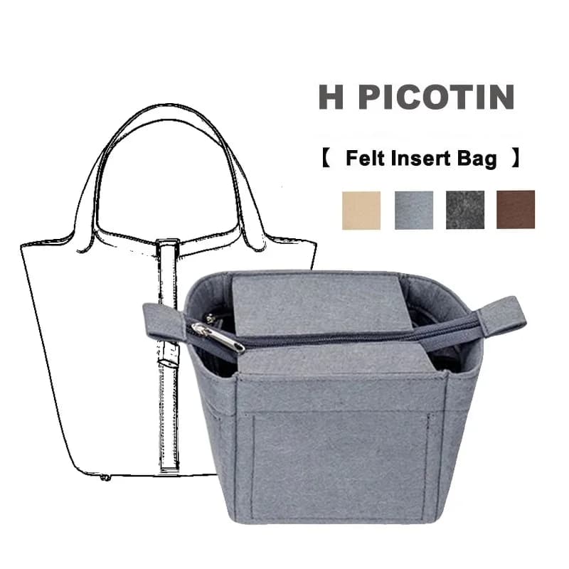 For H Picotin18 22 26 Felt Cloth Insert Bag Organizer Makeup Bucket Organizer Travel Inner Purse Portable Cosmetic Bags