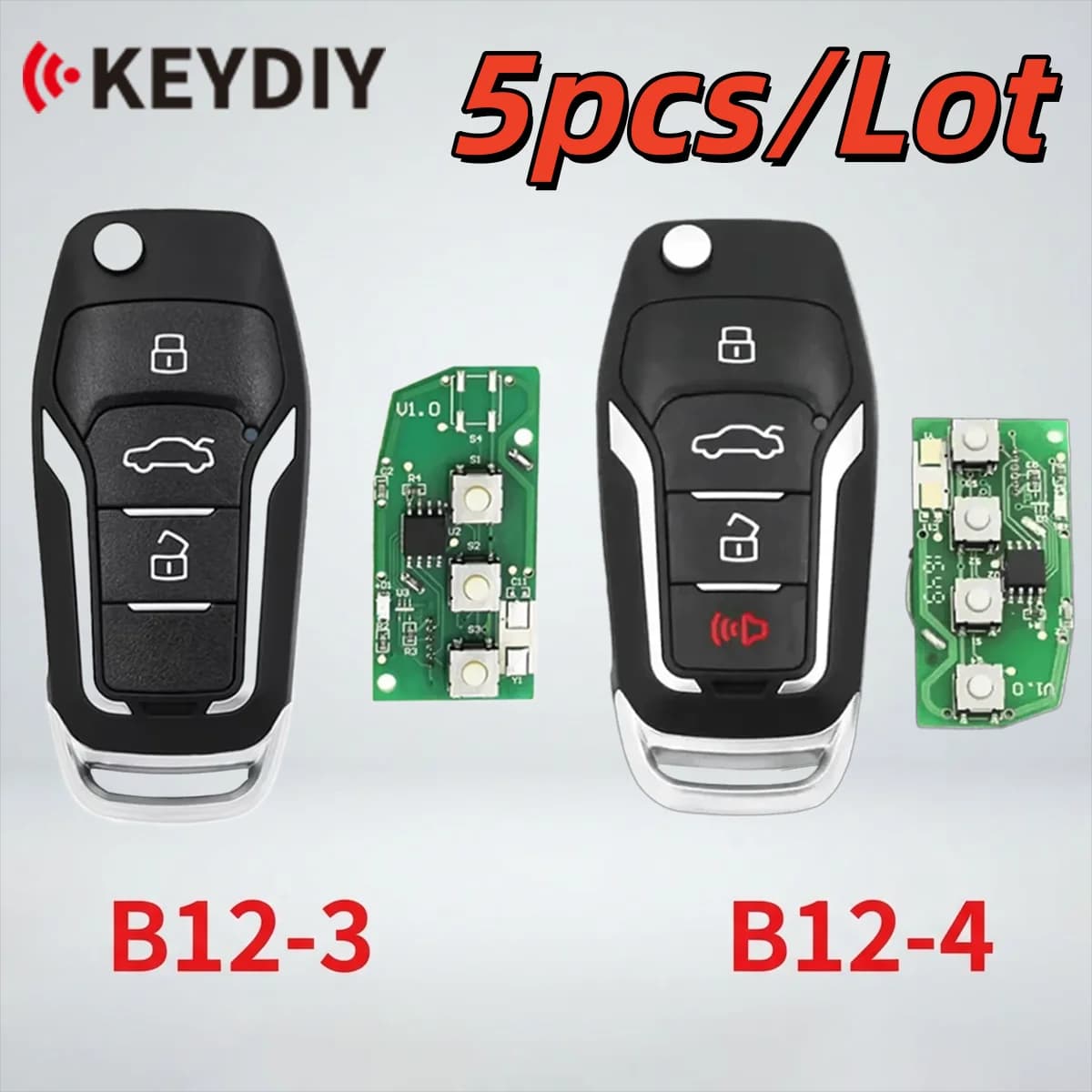 5Pcs/lot B12-3/4 KEYDIY Remote Control 3 4 Buttons KD Universal Car Remote Key For KD900/KD-X2 KD MINI/ URG200 Programmer