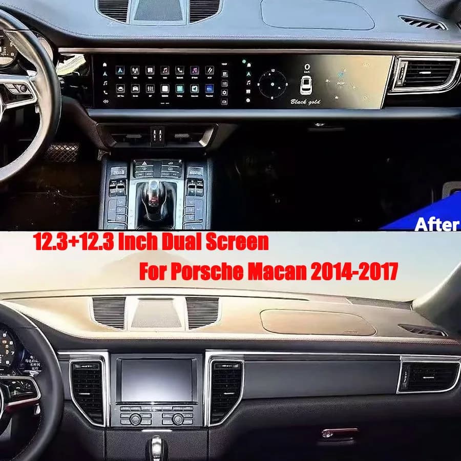 12.3+12.3 Inch Dual Screen Android Stereo Radio For Porsche Macan 2014-2017 Auto Carplay Multimedia Player GPS DSP Navigation
