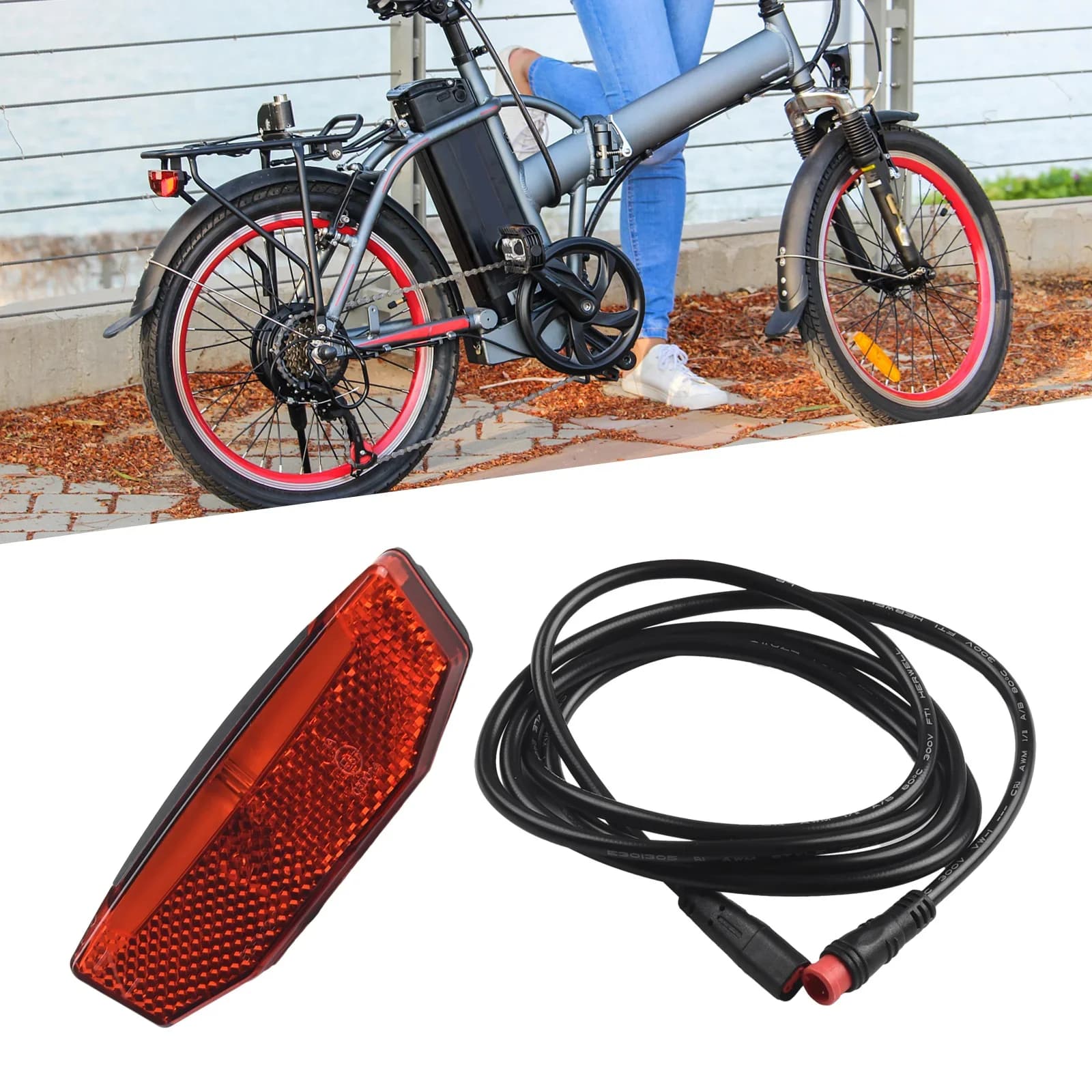 Fanale posteriore per scooter elettrico Bicicletta elettrica 36V 48V Luce posteriore Ebike SM / Connessioni interfaccia impermeabili Fanale posteriore per bici