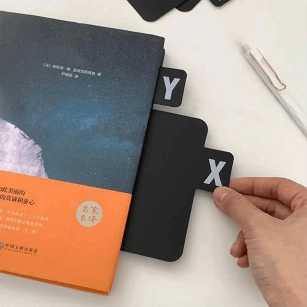 Segnalibro in vinile con clip per penna, divisori alfabetici A-Z, segnalibro per quaderni, accessori multifunzionali per agenda e notebook