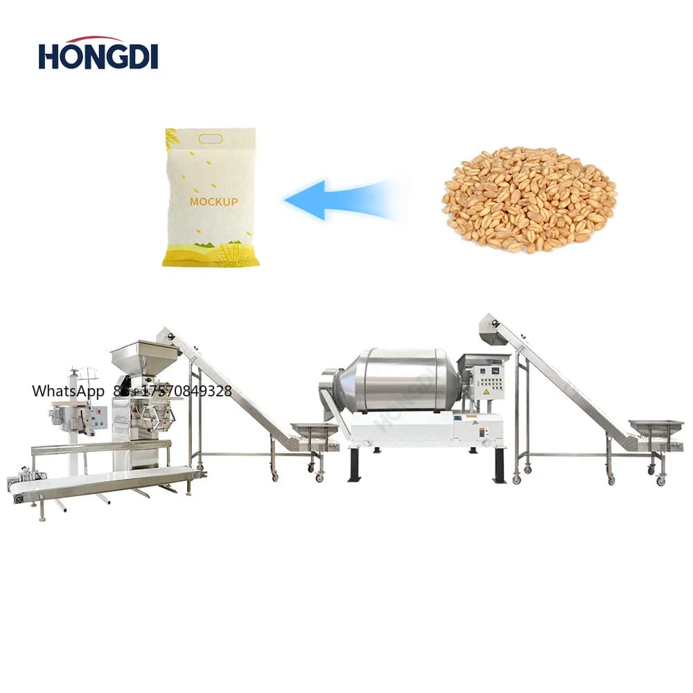 Protein Powder Mixing and Packaging Line with Drum Mixer Feeding Conveyor and Automatic Packing Machine