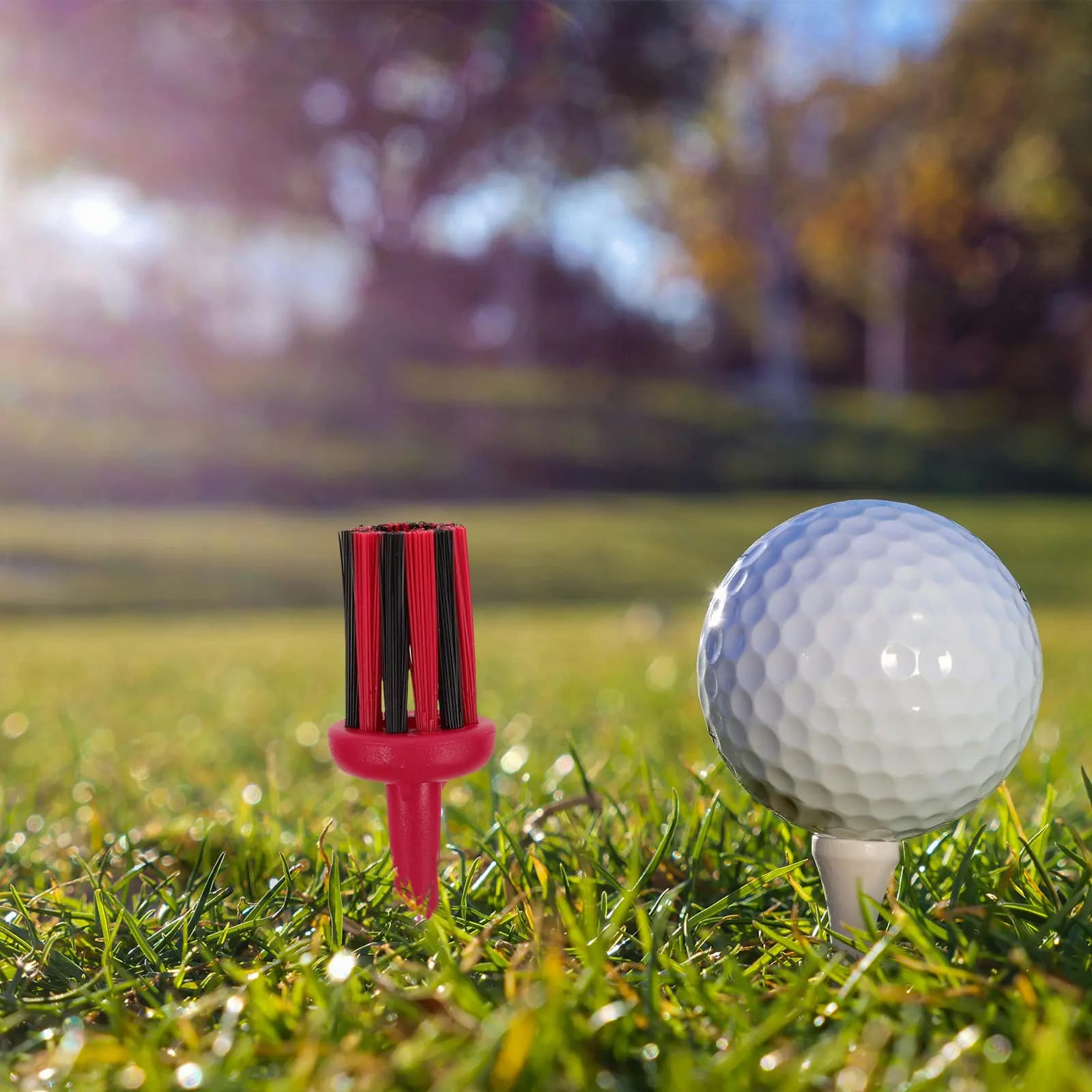 Set di 8 Tee da Golf Corti Multifunzionali con Design a Spazzola in Plastica per Posizionamento Sicuro della Palla e Conservazione degli Spike, Strumento di Allenamento