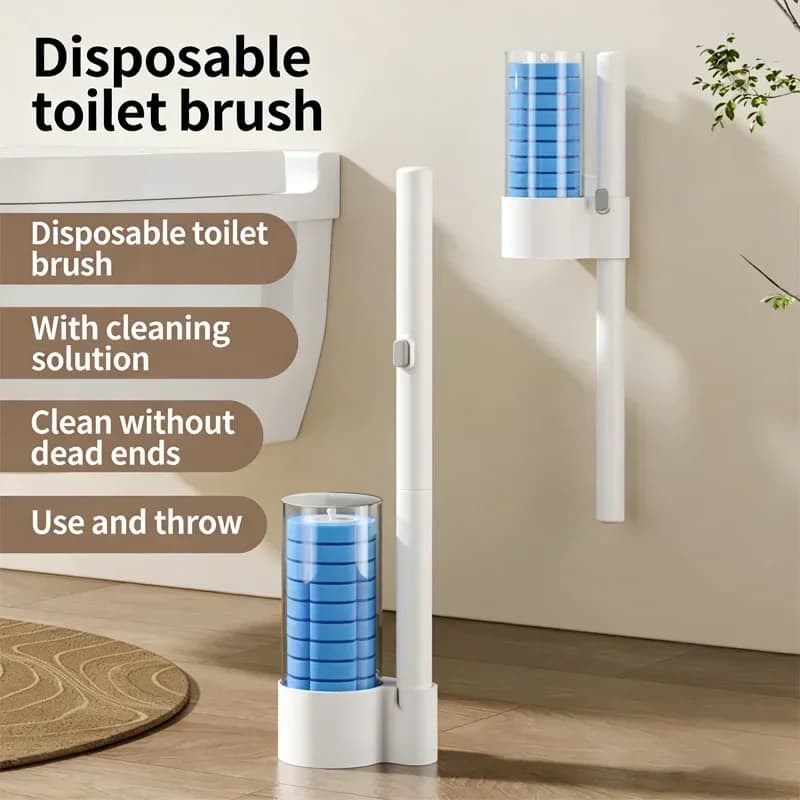 Set di 6/12/24 Spazzole per WC Usa e Getta, Strumento di Pulizia da Parete per Bagno con Testine Sostituibili, Accessori per WC